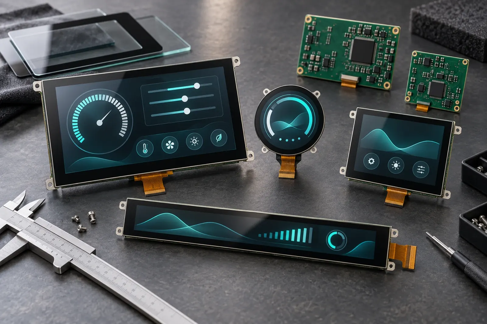 Custom smart display modules in rectangular, round and bar formats