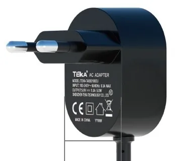 TEKA 6W AC/DC adapter, round fixed-plug housing with DC cord — TEKA-WM6W